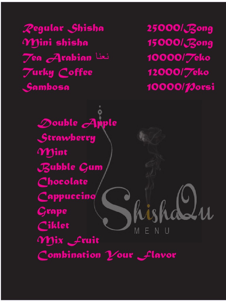 Shisha and Beverage Menu Prices | PDF | Wellness | Lifestyle