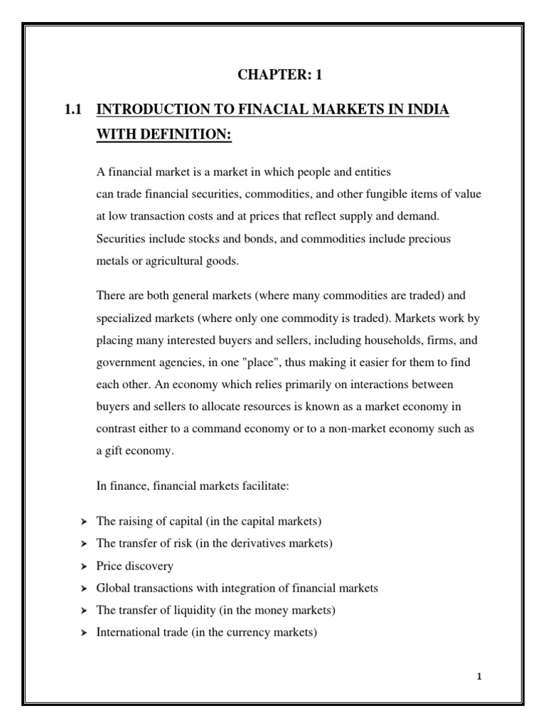 Overview of Financial Markets in India | PDF | Financial Markets ...