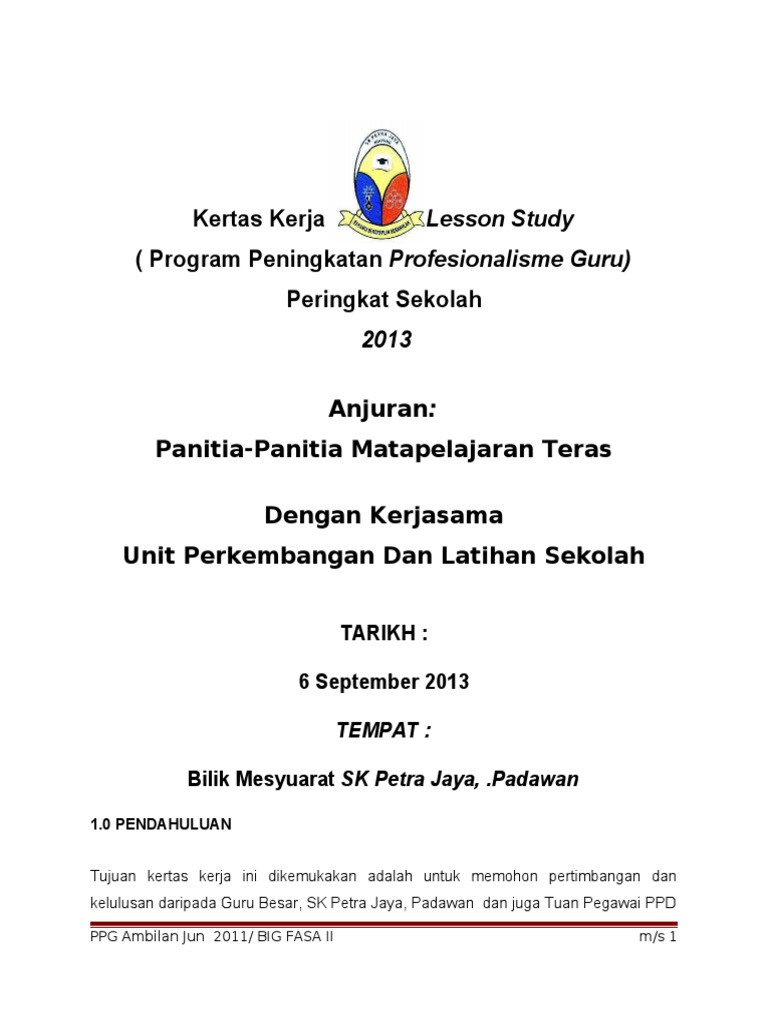 Kertas Kerja Bengkel LessonStudy