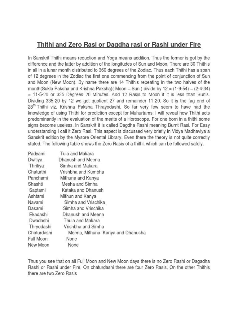 Dagdha Rashi: Meaning and Implications | PDF | Planets In Astrology ...