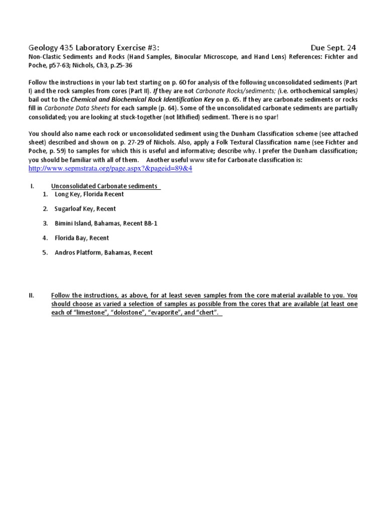 Geology 435 Laboratory Exercise #3: Due Sept. 24 | PDF