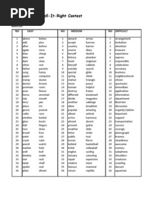 Word List