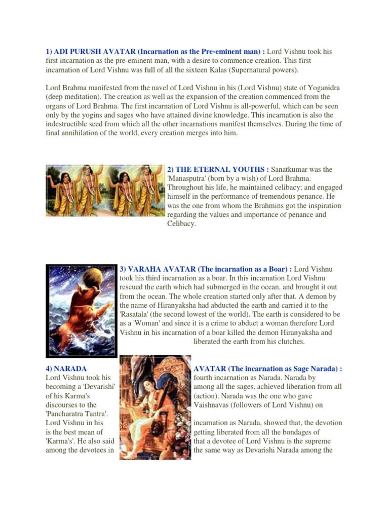 24 Avatars of Vishnu | PDF | Vishnu | Krishna