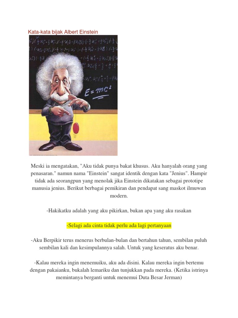 Kata Kata Bijak Albert Estein Tidak Ada Pendapat