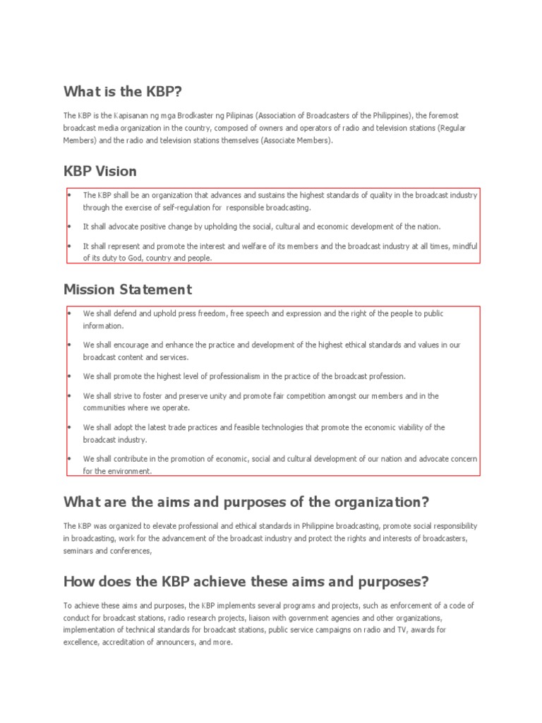 KBP: Upholding Broadcast Standards | PDF | Social Science | Self ...