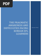 The Pragmatic Awareness and Difficulties Facing Korean EFL Learners