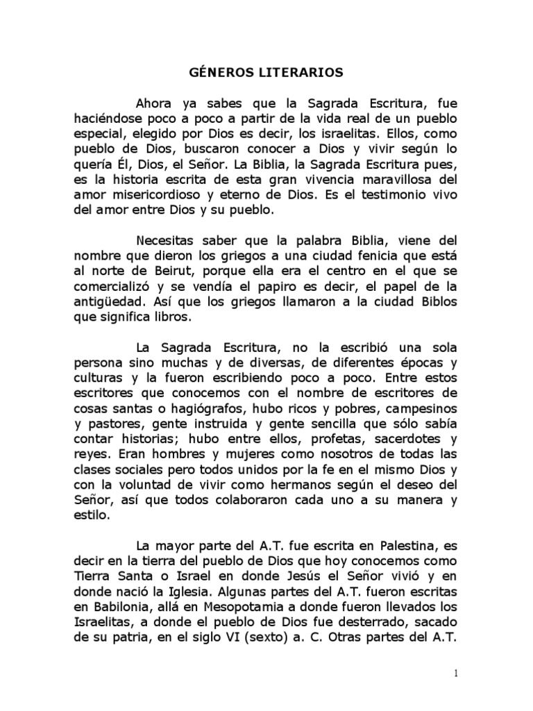 Los Generos Literarios De La Biblia