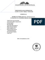 Informe de Primer Debate del Proyecto de Ley de Creación de la Universidad Regional Amazónica IKIAM