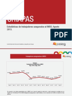 Estadísticas de trabajadores asegurados al IMSS en Chiapas, agosto de 2013