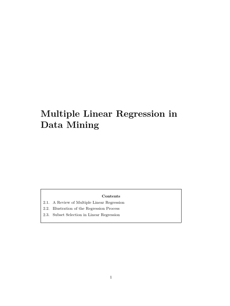 Multiple Linear Regression in Data Mining | PDF | Errors And Residuals ...