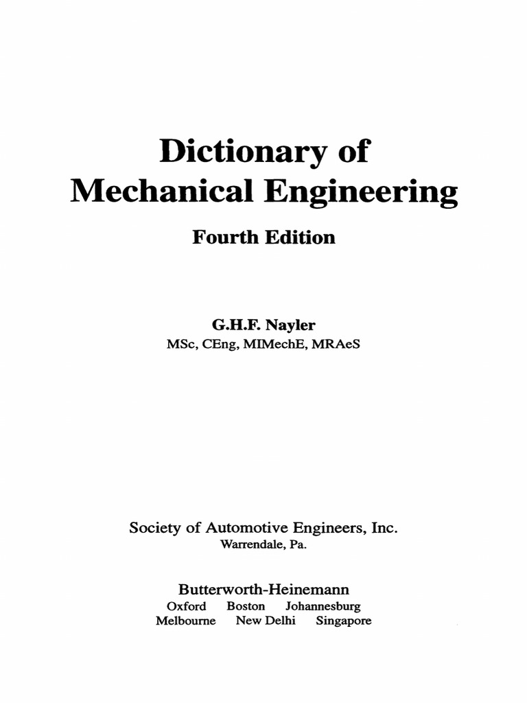 Dictionary Mechanical Engineer Copyright Engineering