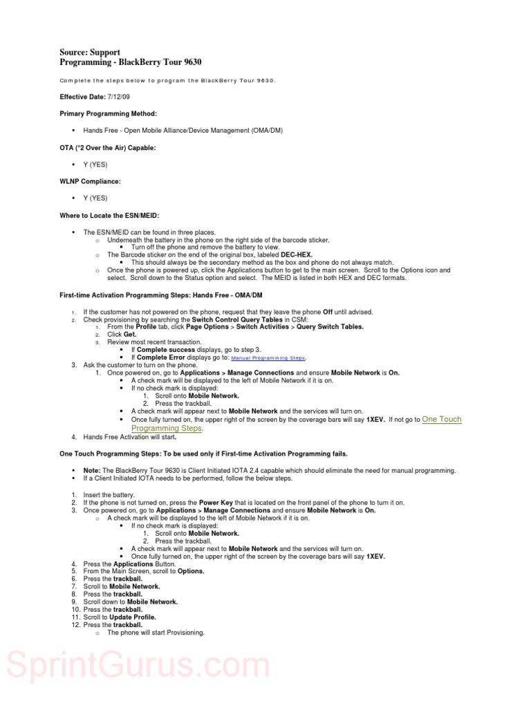 Programming BlackBerry Tour 9630 Guide | PDF | Blackberry | Mobile ...