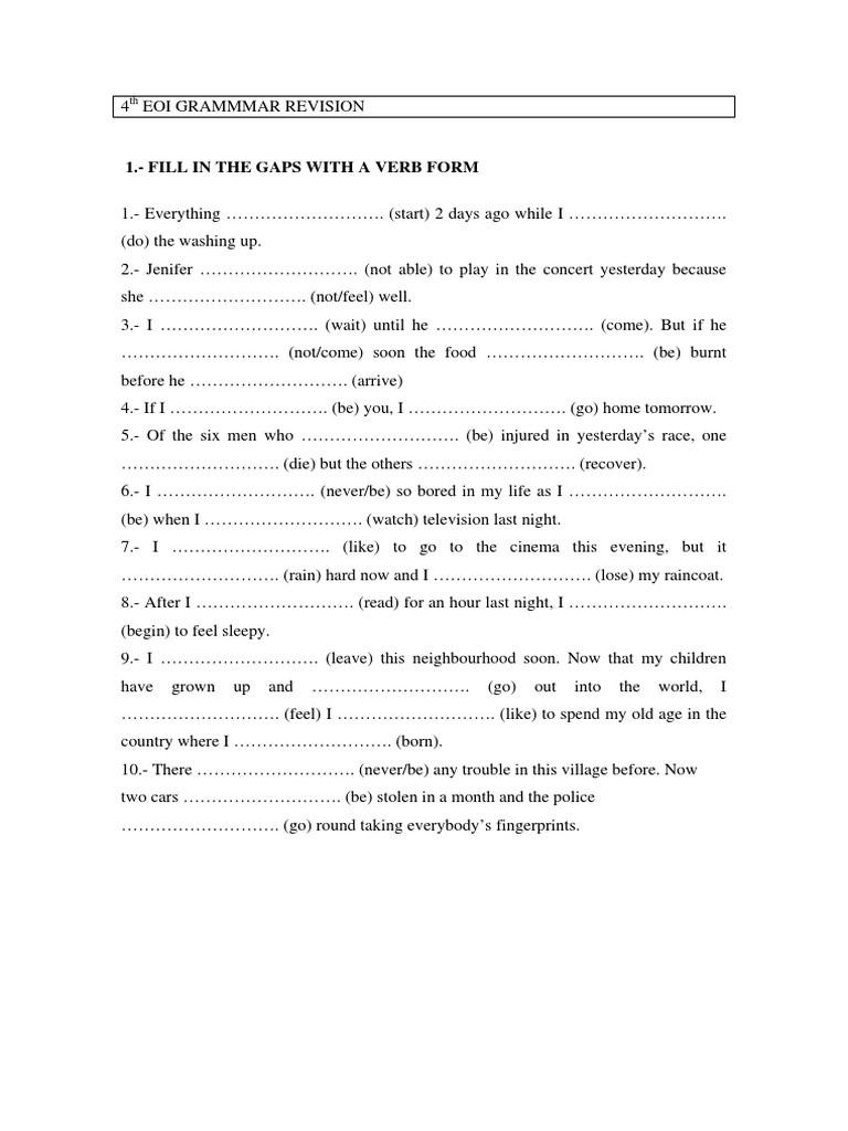 Grammar and Vocabulary Revision Exercises | PDF | Language Arts ...