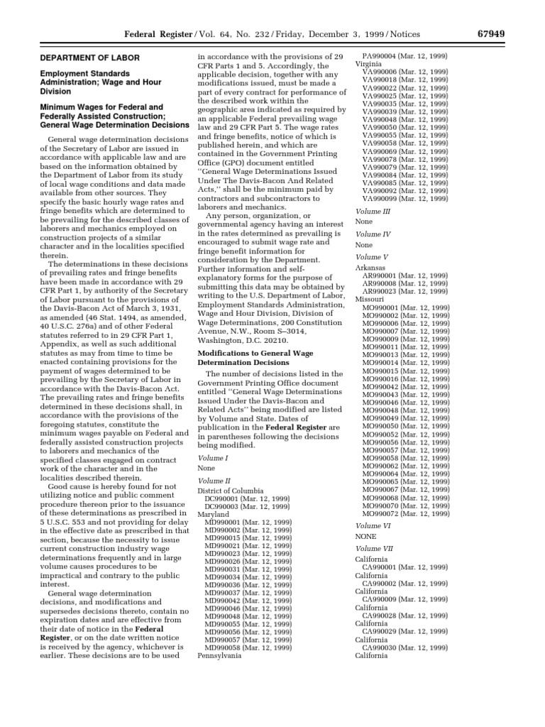 Federal Wage Determinations Update | PDF | Government Of The United ...