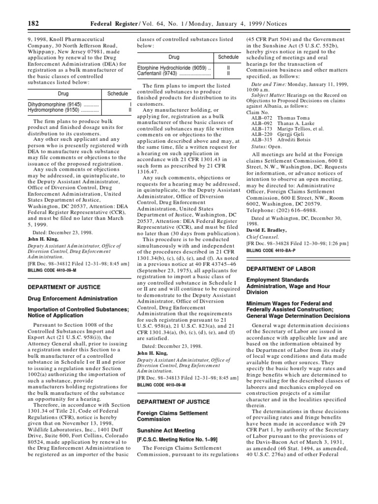 DEA Registration Applications Notice | PDF | Controlled Substances Act ...