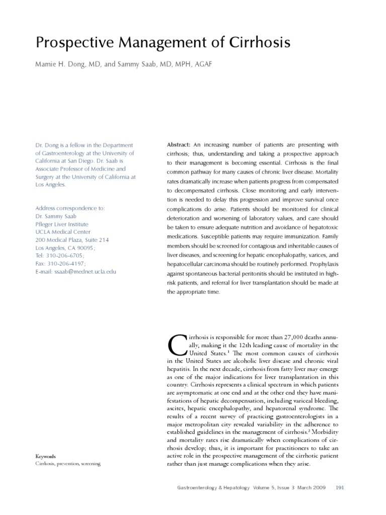 Management of Liver Cirrhosis | PDF | Cirrhosis | Hepatitis