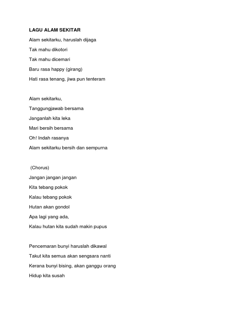 Lagu Alam Sekitar Nyanyian