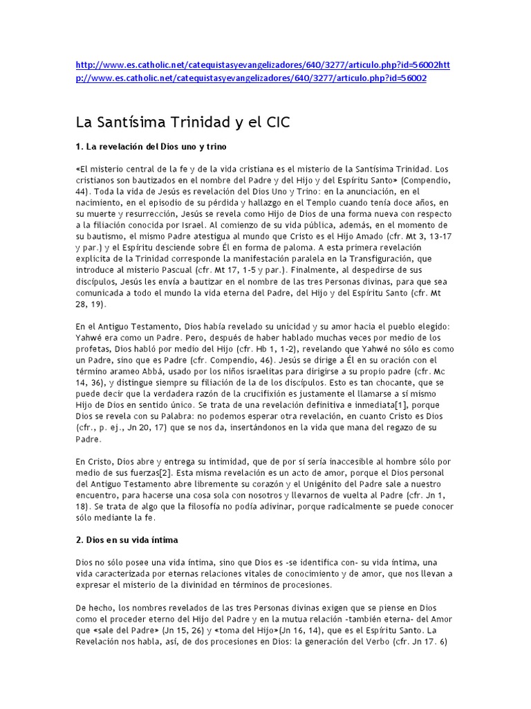La Santísima Trinidad: Fe y Revelación | PDF | Trinidad | espíritu Santo
