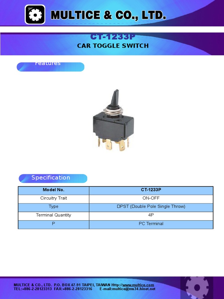 Features: Car Toggle Switch | PDF