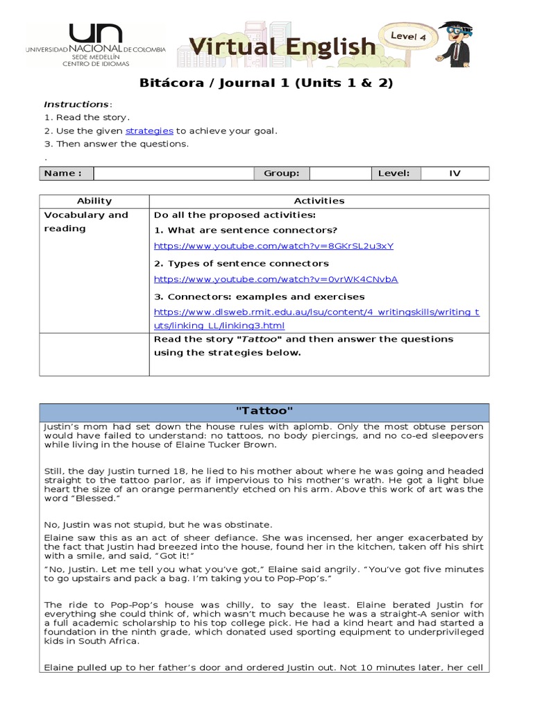 Journal 1: Vocabulary & Reading Skills | PDF | Reading Comprehension ...