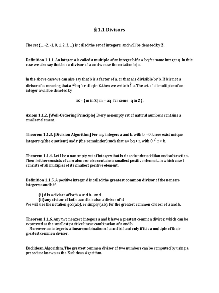 Understanding Divisors and GCD | PDF | Integer | Division (Mathematics)
