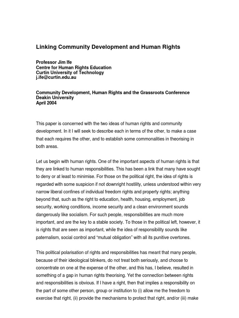 Jim Ife - Linking Community Development and Human Rights | PDF | Human ...