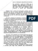 Teorias Linguísticas e A Variação Linguística Na Escola