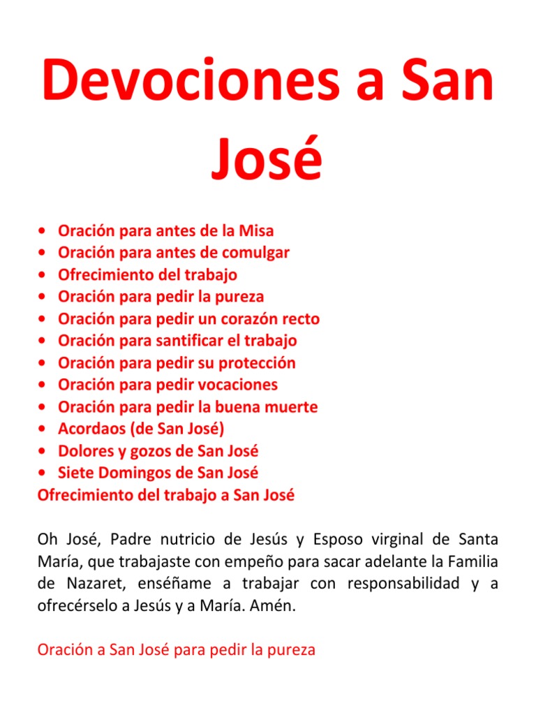 Oraciones y Devociones a San José | PDF | María, madre de Jesús | San José