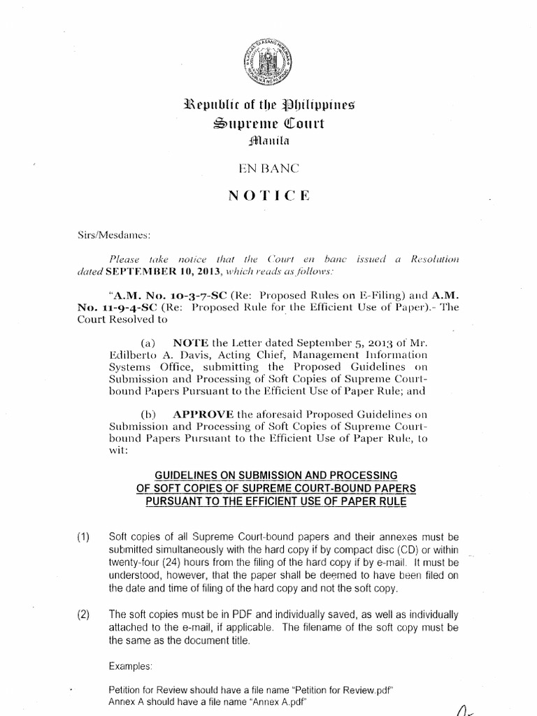 EFILING RULE Complaint Judge