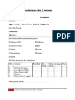 Questionnaire For Customer