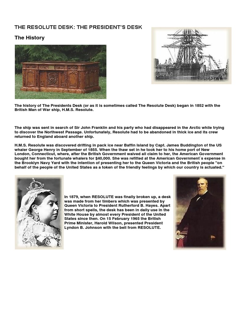 The Resolute Desk The President'S Desk The History PDF Oval Office