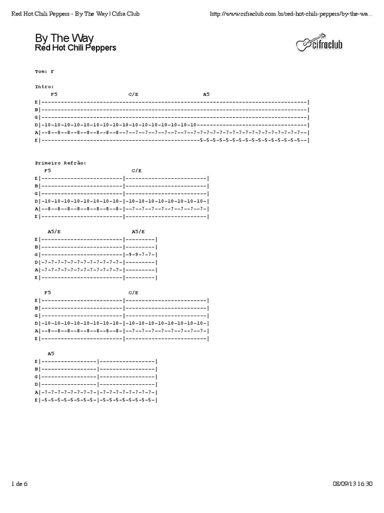 By The Way Chords - Red Hot Chili Peppers | PDF | Recorded Music