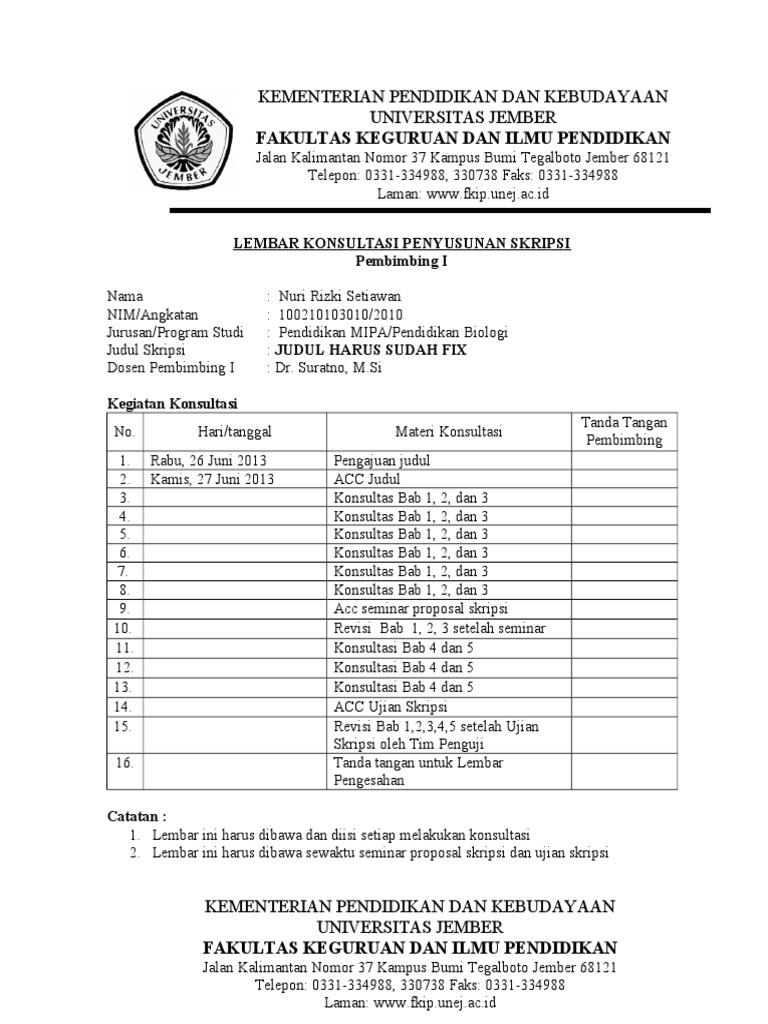 Contoh Lembar Konsultasi Penyusunan Skripsi(4)