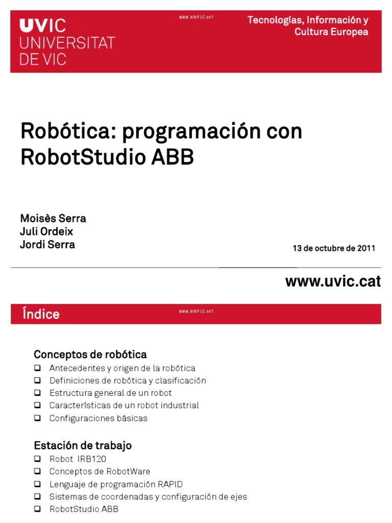 Programación de Robots con RobotStudio ABB | PDF | Robótica | Robot