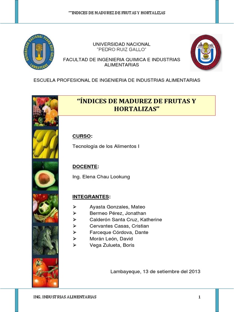 Indices de Madurez Frutas Tomate