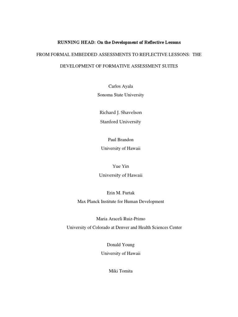 Developing Reflective Formative Assessments | PDF | Educational ...