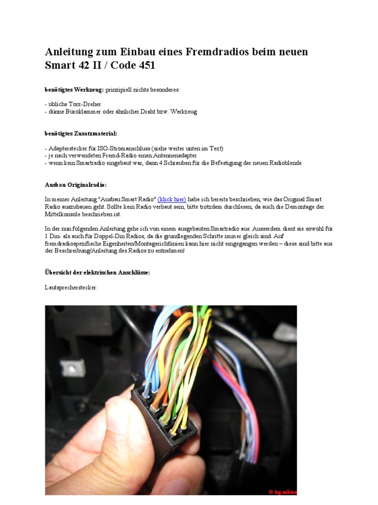 SMART 450 Radio Einbauen PDF