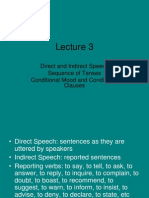 Lecture 3 - Indirect Speech, Conditionals