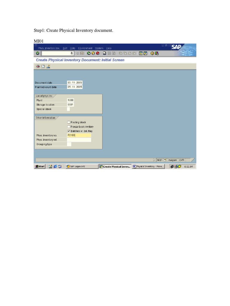 SAP Physical Inventory Process Guide | PDF | Business | Computers
