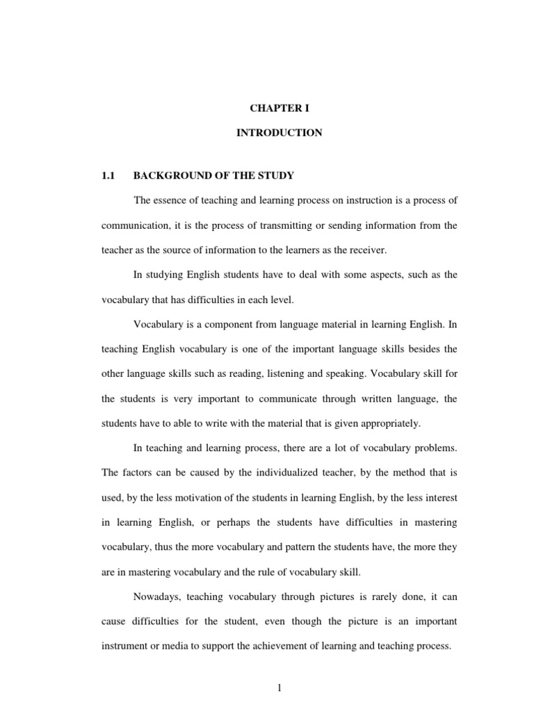 Skripsi Teaching Vocabulary Through Pictures Vocabulary Standard Deviation