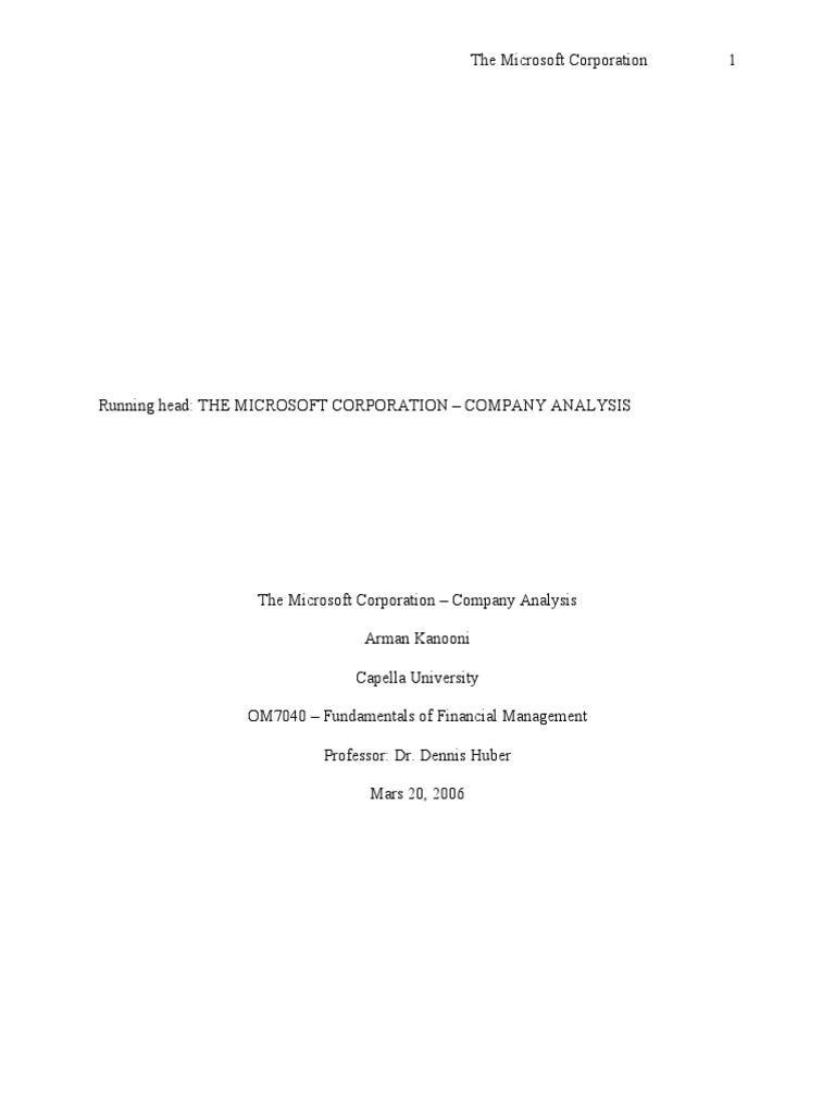 MSFT Company Analysis | PDF | Retained Earnings | Microsoft