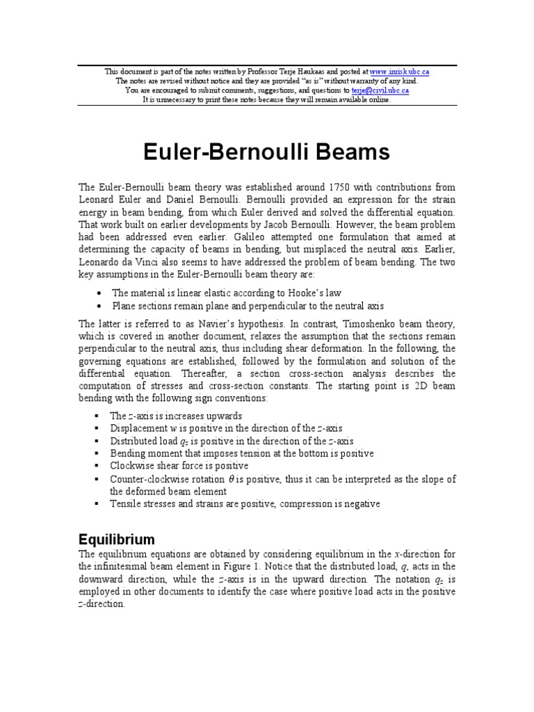 Image Result For Euler Bernoulli Beams Bending Buckling And Vibration