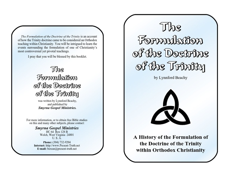 The Formulation of The Doctrine of The Trinity Cover by Lynnford Beachy ...