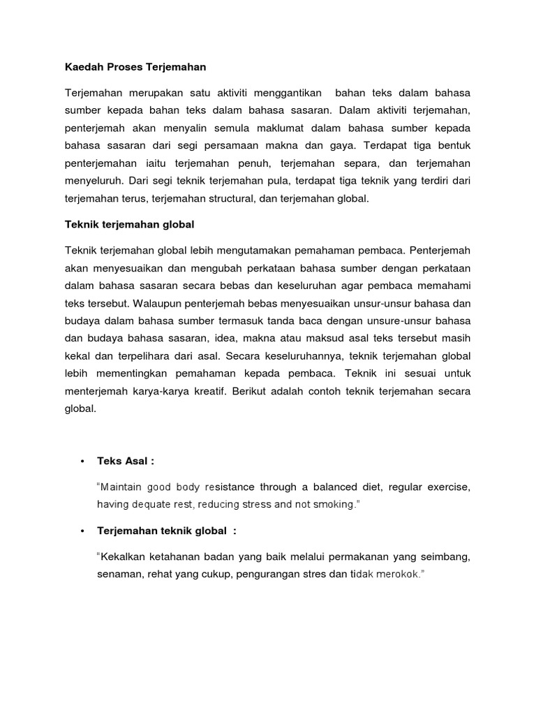 Kaedah Proses Terjemahan
