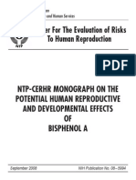 Ntp-Cerhr Monograph on the Potential Human Reproductive and Developmental Effect of Bisphenol A