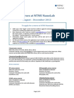 Courses at NTNU NanoLab Aug-Dec 2013