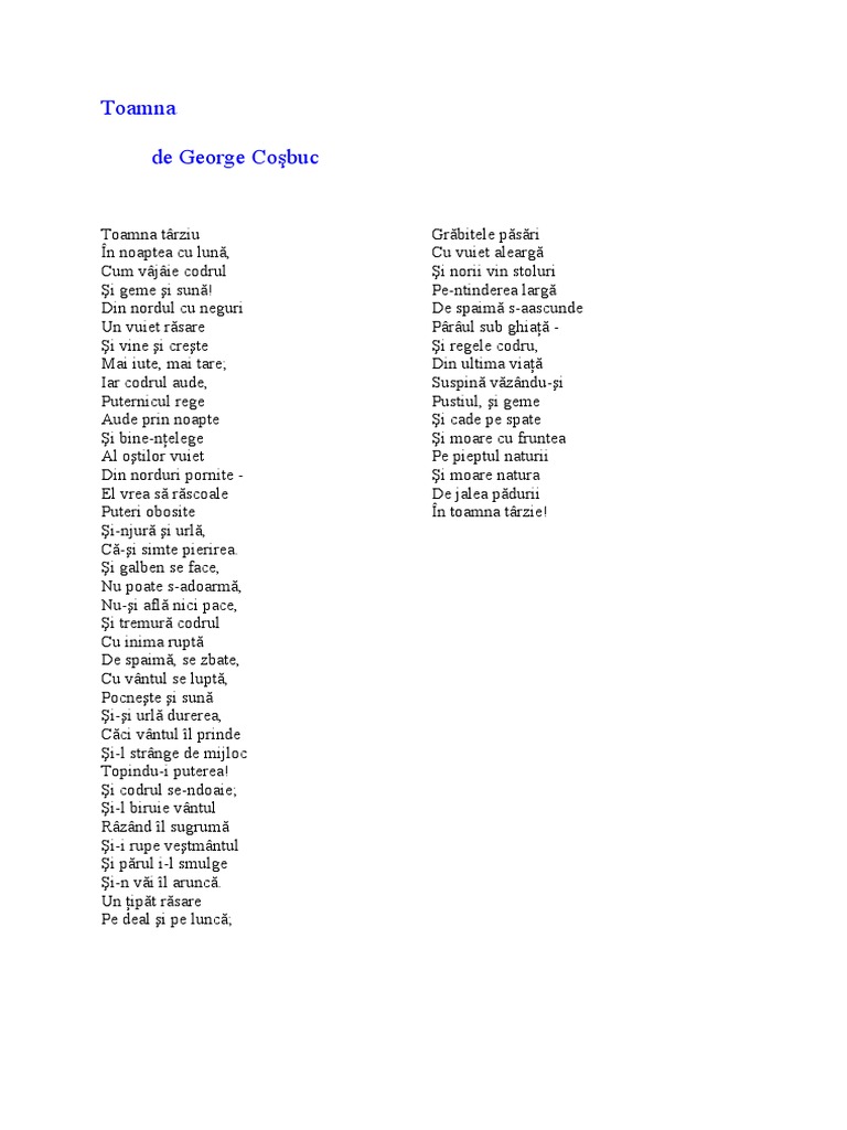 George Cosbuc Toamna