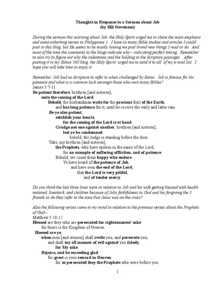 1 - Thoughts in Response To A Sermon About Job | PDF | Last Judgment ...