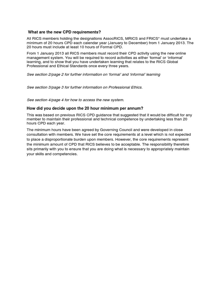 RICS CPD Requirements Overview | PDF