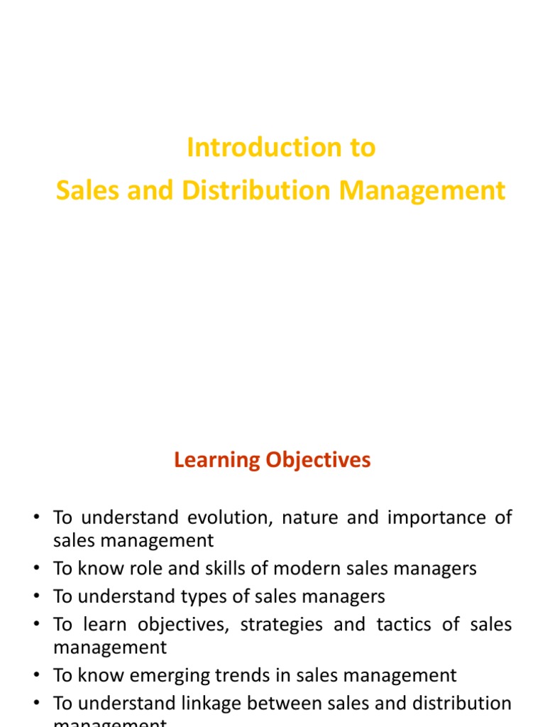 Sales and Distribution Management Guide | PDF | Sales | Marketing